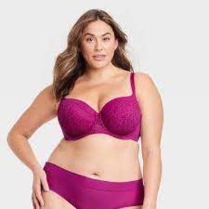 Auden Lightly Lined Balconette Coverage Underwire Bra Size 46D NWT